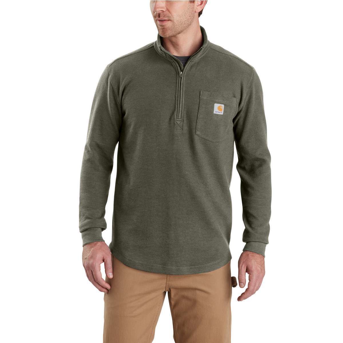 Carhartt Men's Tilden Long-Sleeve Waffle Knit Half-Zip Pullover - Green, XXL