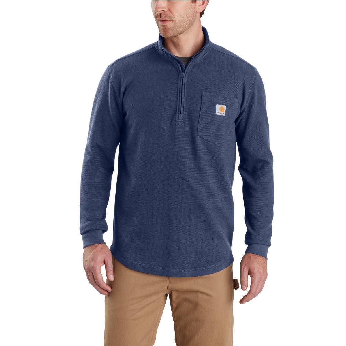 Carhartt Men's Tilden Long-Sleeve Waffle Knit Half-Zip Pullover - Blue, XXL