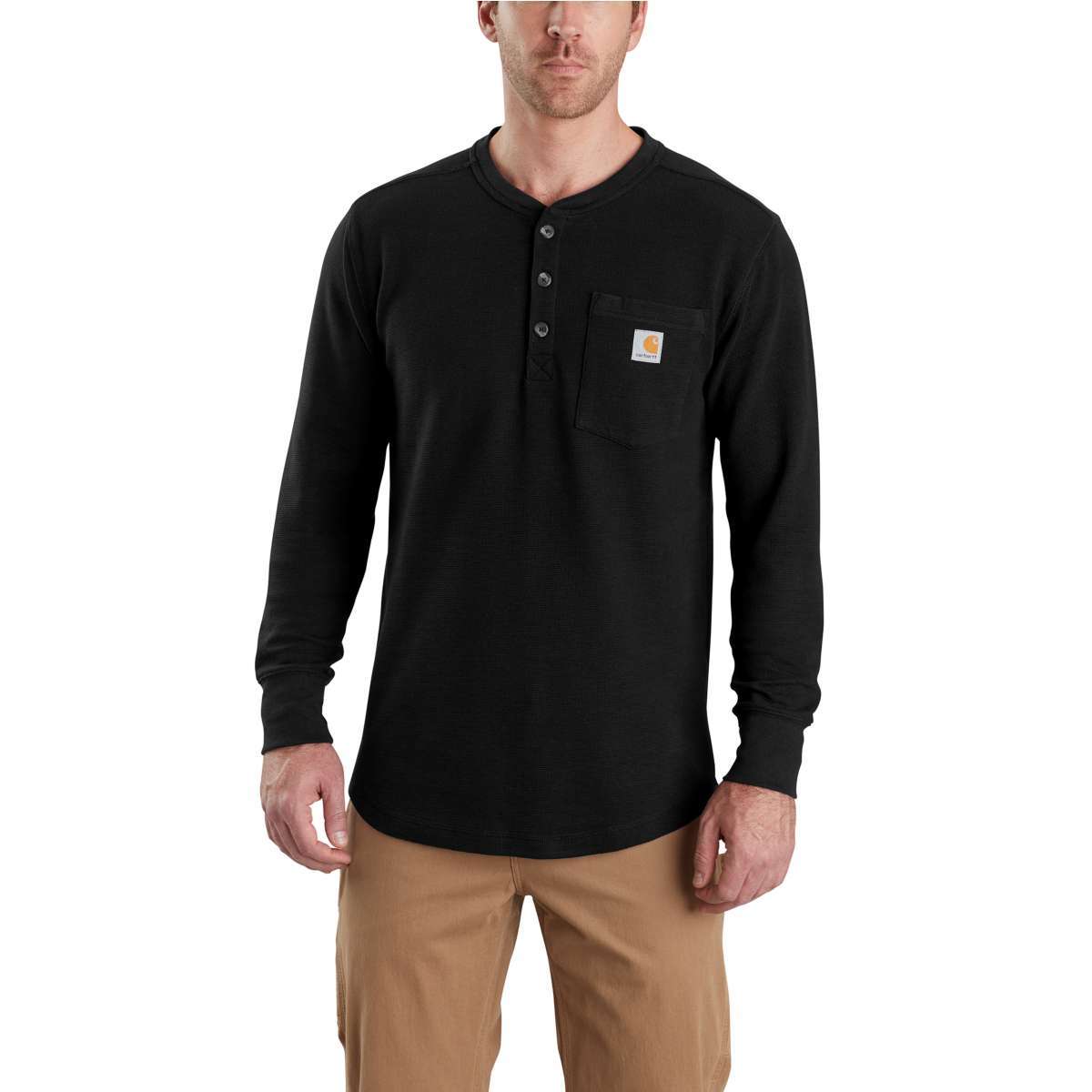 Carhartt Men's Tilden Long-Sleeve Henley Shirt - Black, M