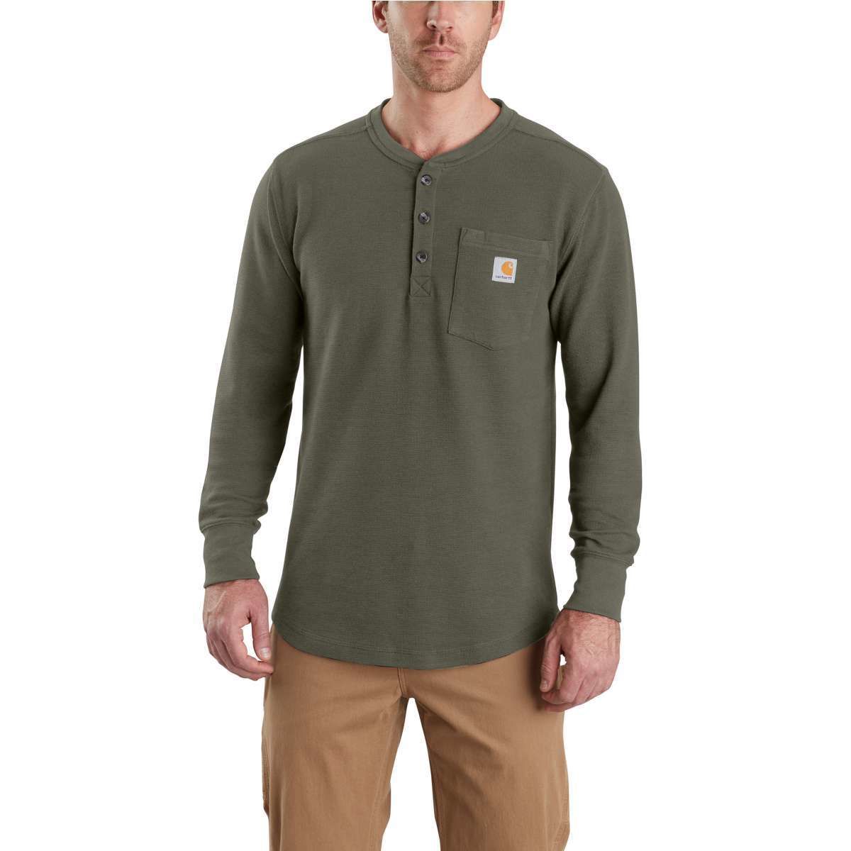 Carhartt Men's Tilden Long-Sleeve Henley Shirt - Green, M