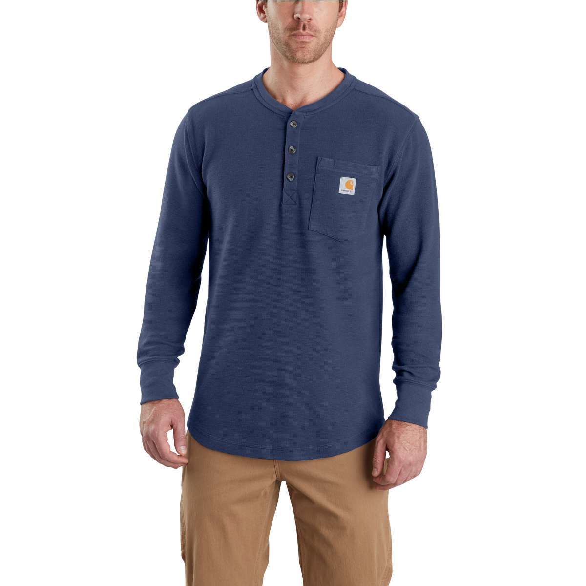 Carhartt Men's Tilden Long-Sleeve Henley Shirt - Blue, M