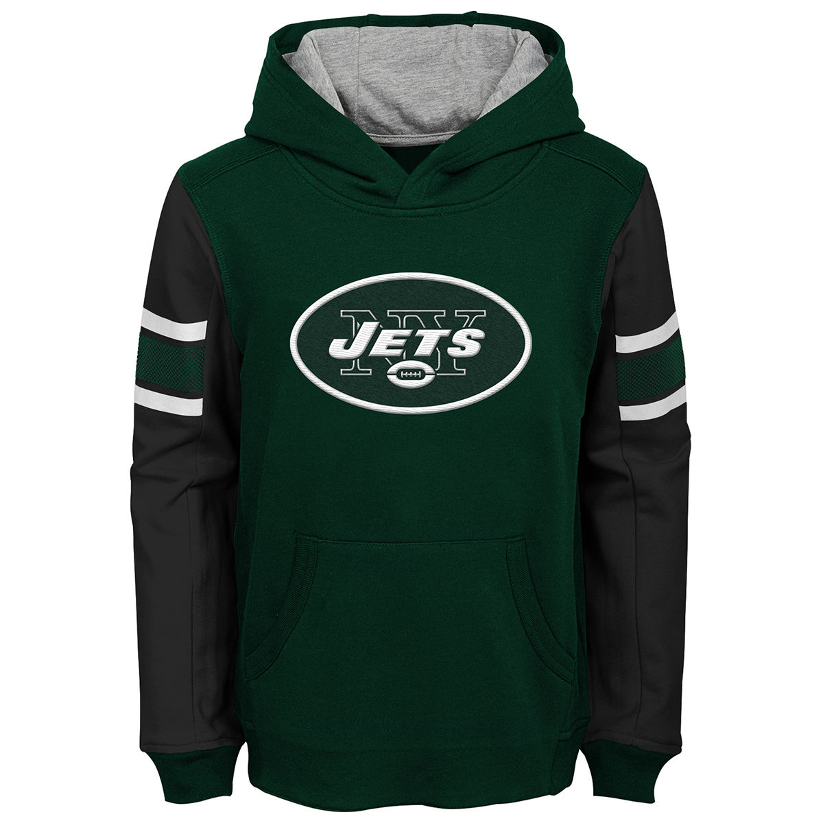 New York Jets Big Boys' Man In Motion Color-Blocked Pullover Hoodie - Green, XL