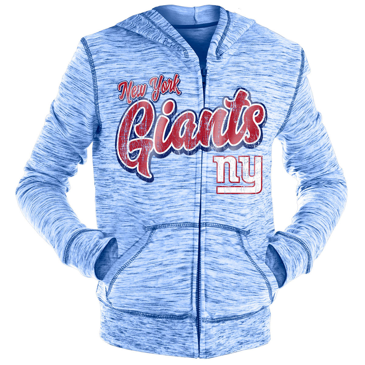 New York Giants Big Girls' Space-Dye Full-Zip Hoodie