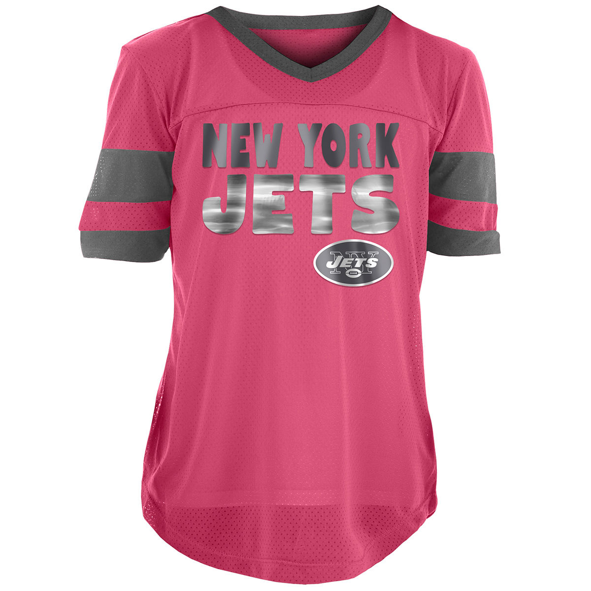 NEW YORK JETS Big Girls' Pink Poly Mesh Short-Sleeve Jersey - Red, 10-12