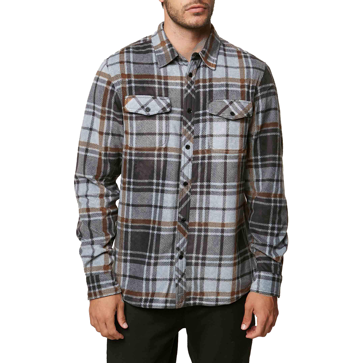 O'neill Guys' Glacier Plaid Long-Sleeve Shirt - Black, L