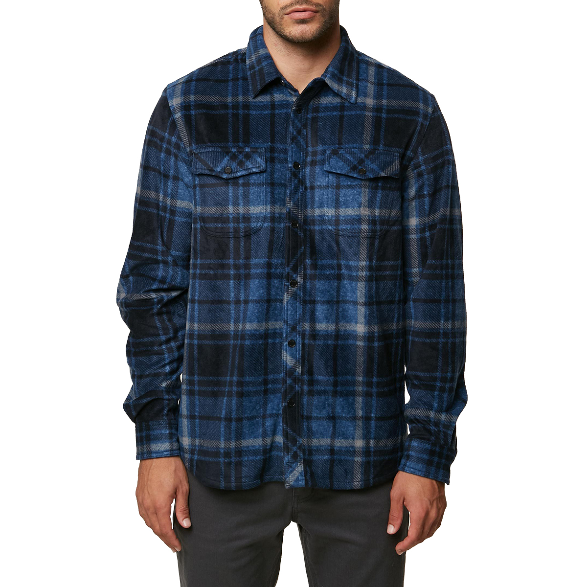 O'neill Guys' Glacier Plaid Long-Sleeve Shirt - Blue, L