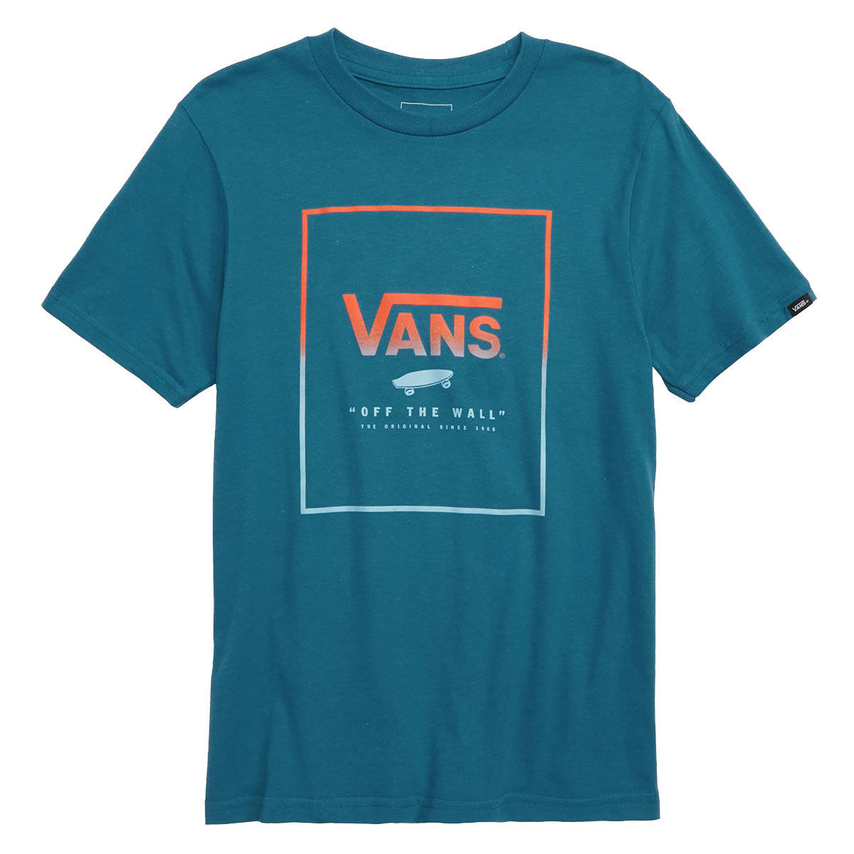 Vans Big Boys' Print Box Logo Short-Sleeve Tee - Blue, XL