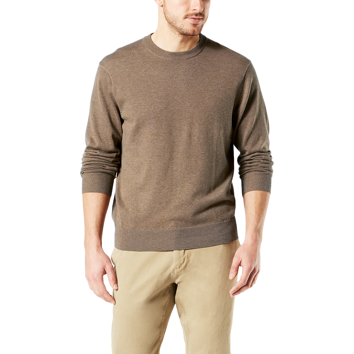 Dockers Men's Cotton Crewneck Long-Sleeve Sweater - Brown, M