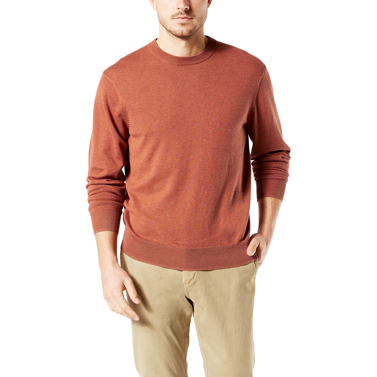 Dockers Men's Cotton Crewneck Long-Sleeve Sweater - Orange, XL