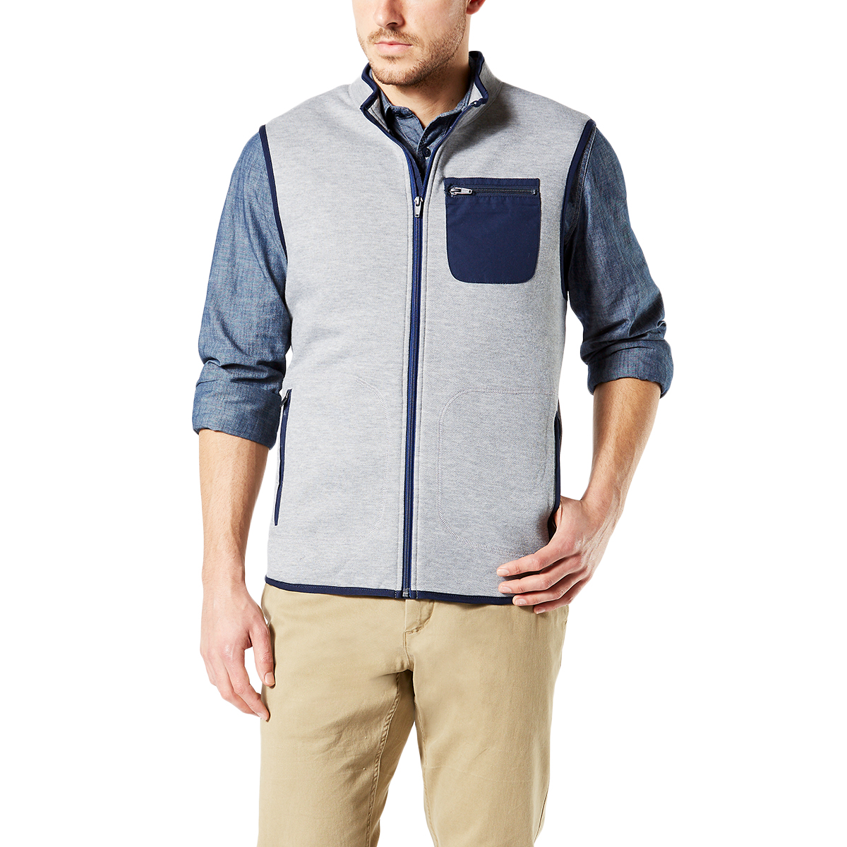 Dockers Men's Heather Sweater Fleece Vest - Blue, XXL