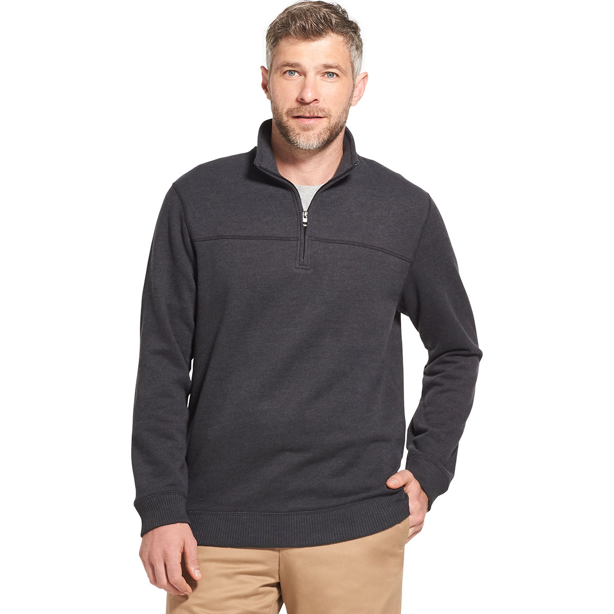 Arrow Men's Sueded 1/4 Zip Fleece Pullover - Black, XL