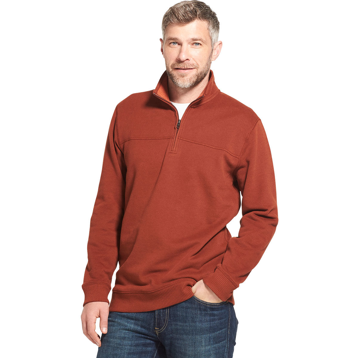 Arrow Men's Sueded 1/4 Zip Fleece Pullover - Brown, M