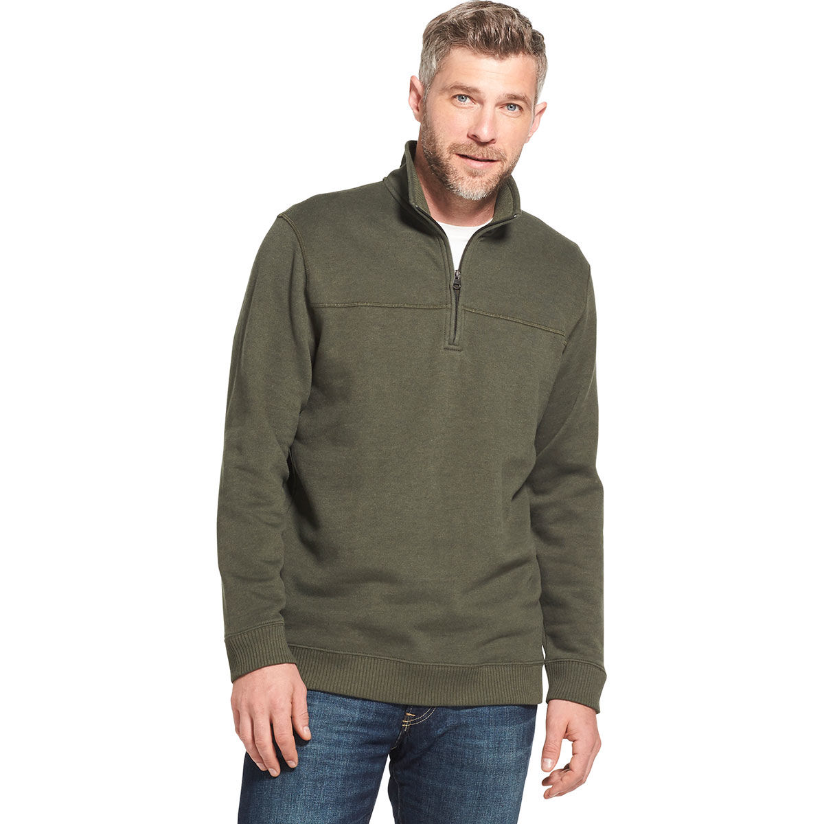 Arrow Men's Sueded 1/4 Zip Fleece Pullover - Green, L