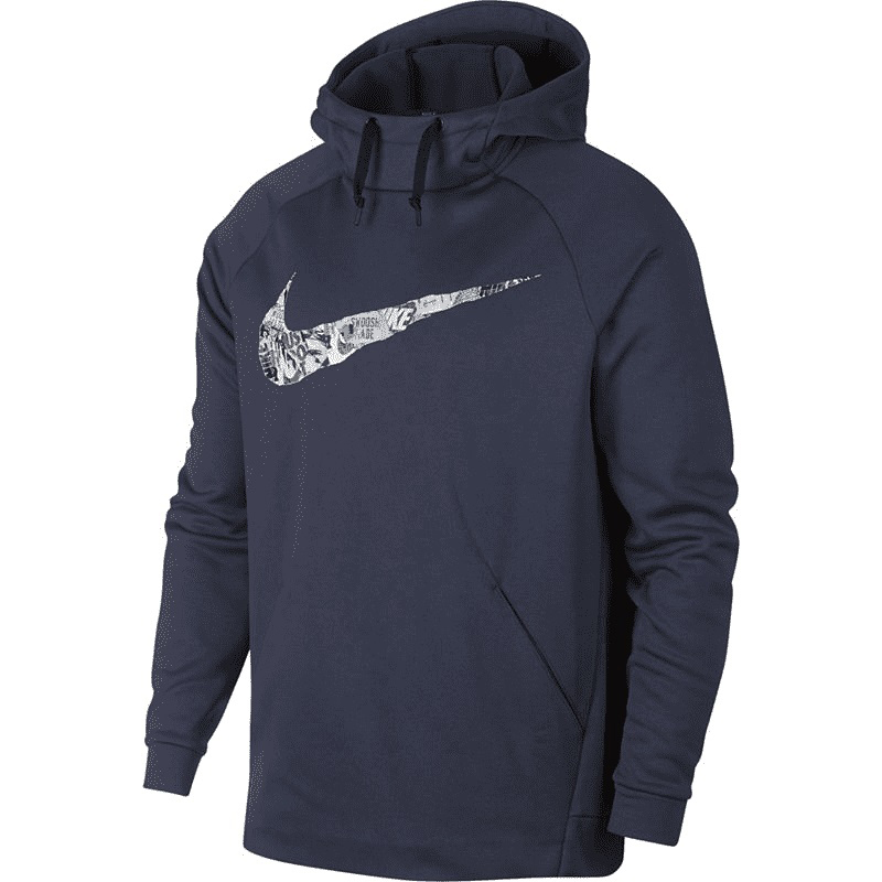 Nike Men's Therma Collage Logo Athletic Pullover Hoodie - Blue, XL