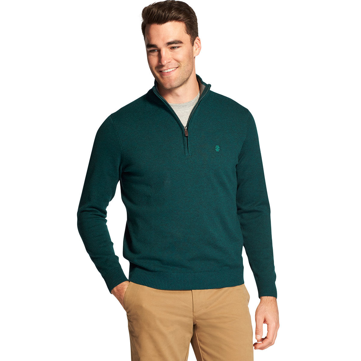 Izod Men's Premium Essentials 1/4 Zip Sweater - Green, M