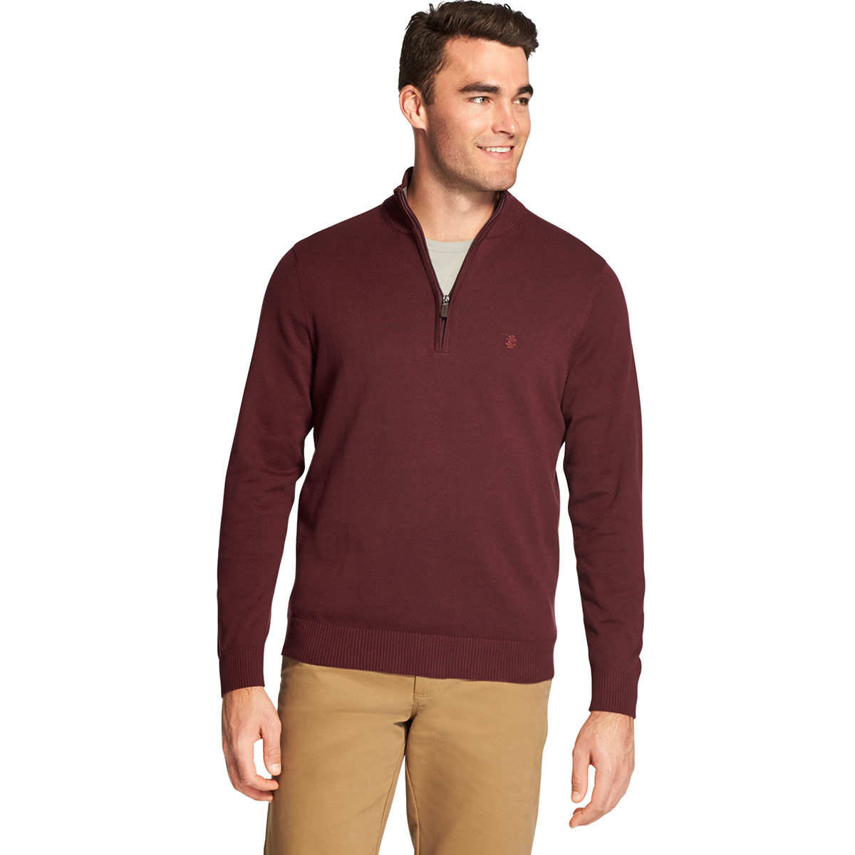 Izod Men's Premium Essentials 1/4 Zip Sweater - Purple, M