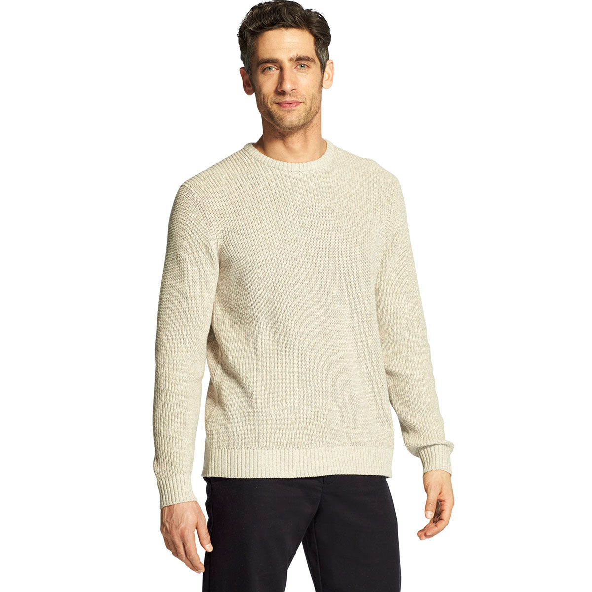 Izod Men's Newport Solid Crewneck Sweater - Brown, L