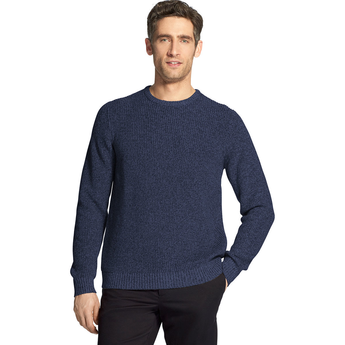 Izod Men's Newport Solid Crewneck Sweater - Blue, L