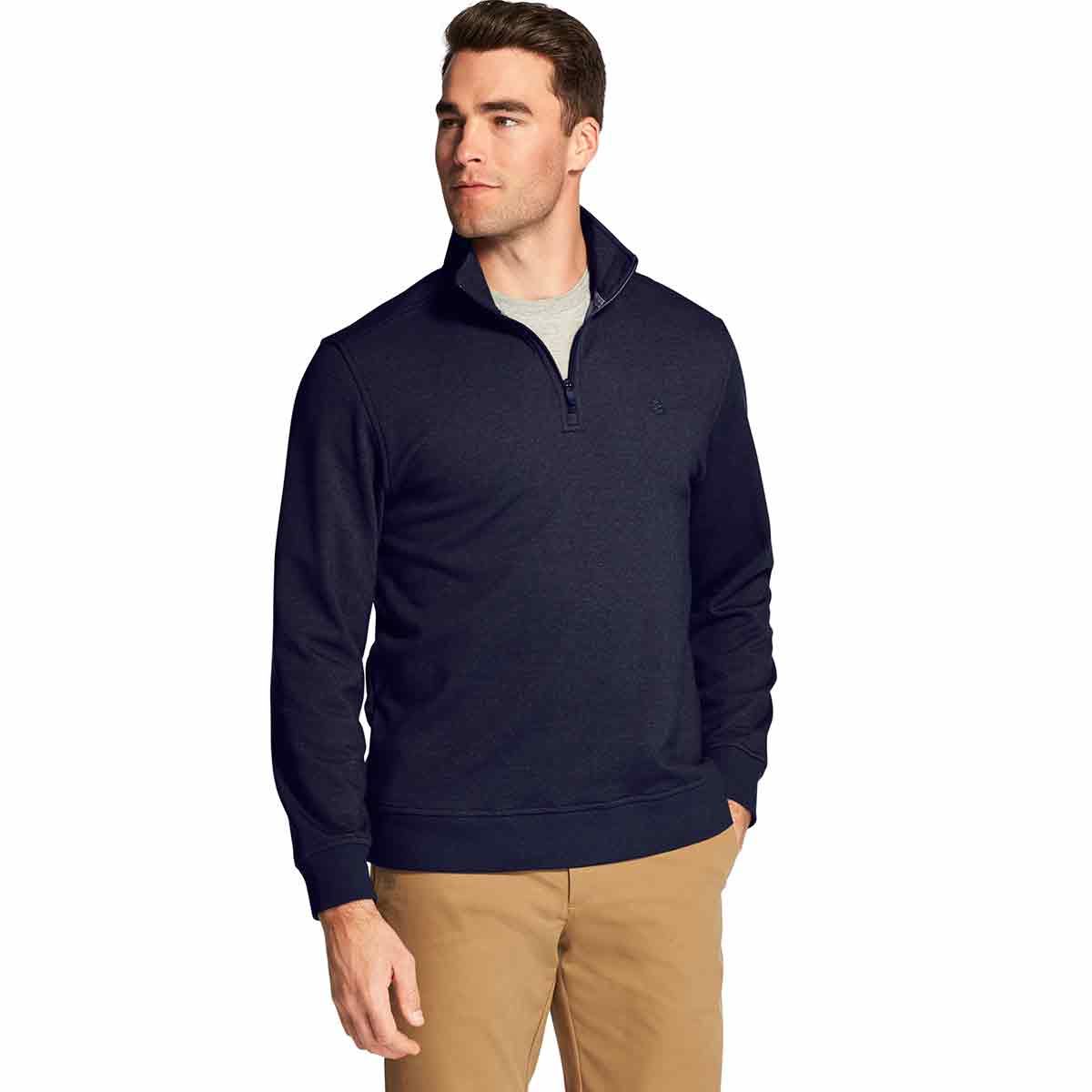 Izod Men's Advantage Performance Stretch Quarter Zip Fleece Pullover - Blue, XL