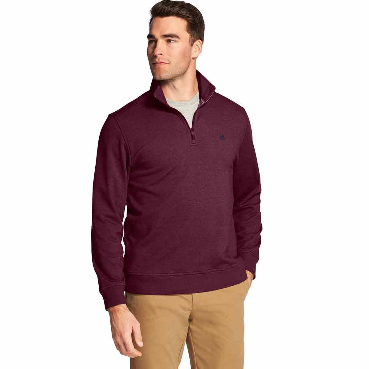 Izod Men's Advantage Performance Stretch Quarter Zip Fleece Pullover - Purple, M