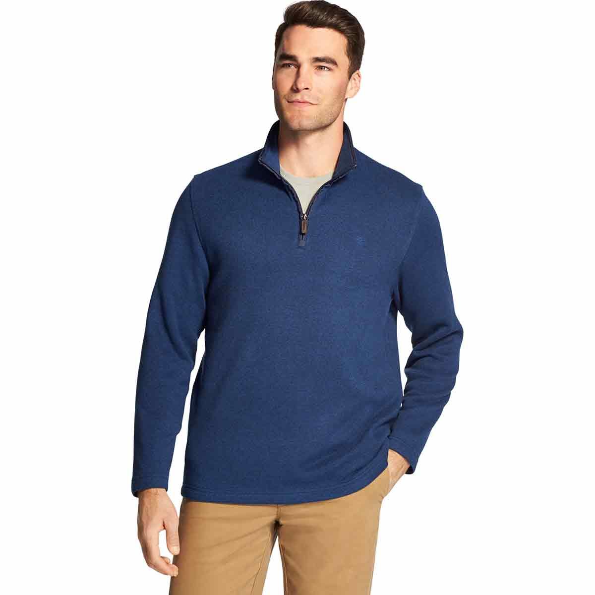 Izod Men's Spectator Premium Quarter Zip Fleece Pullover - Blue, XL