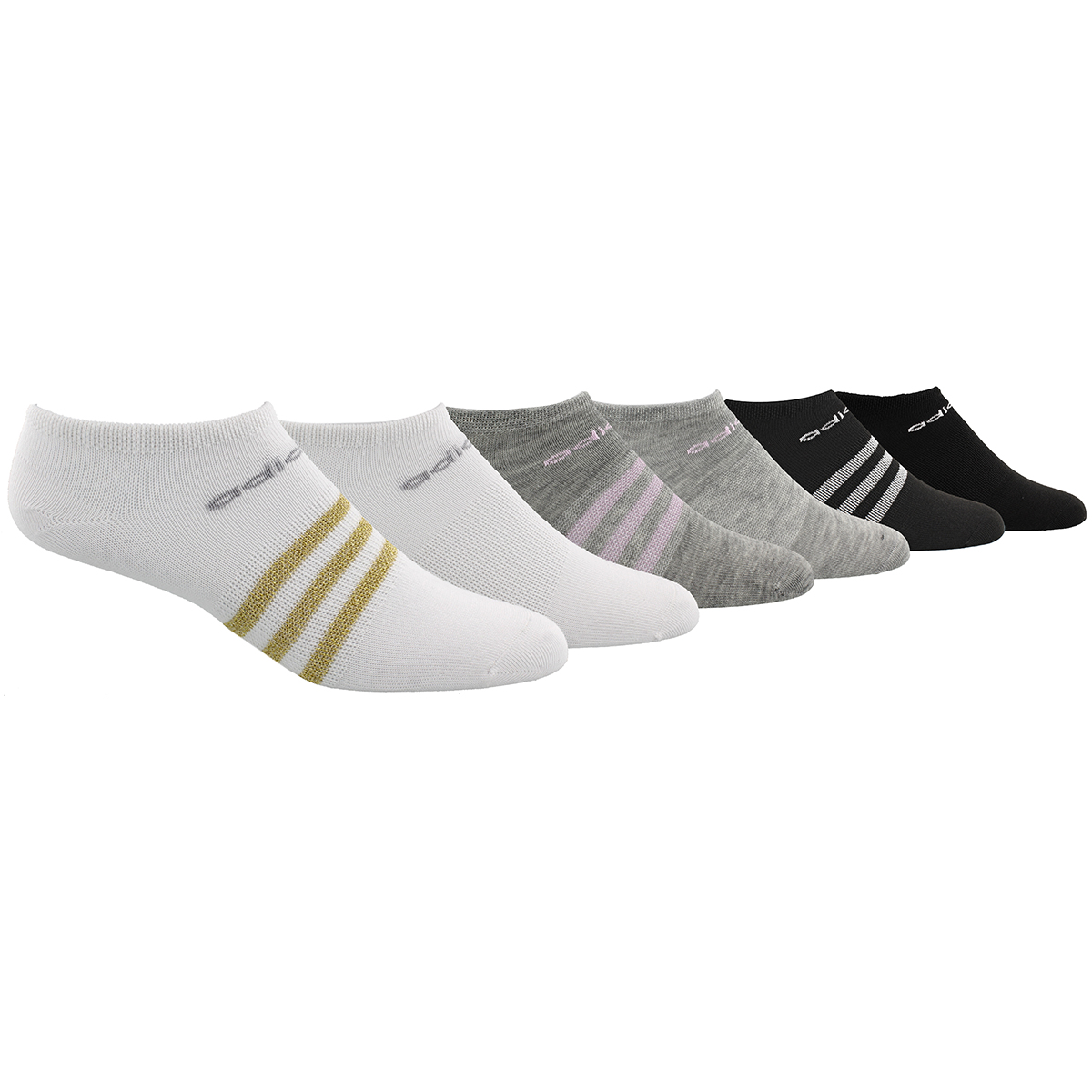 Adidas Girls' Climalite Superlite No-Show Socks, 6-Pack - White, L