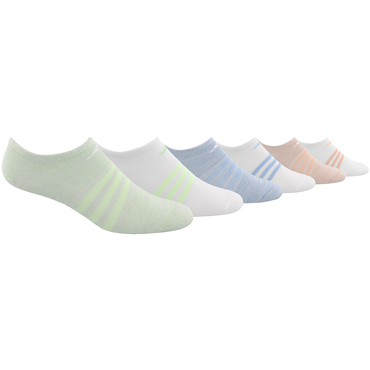 Adidas Girls' Climalite Superlite No-Show Socks, 6-Pack - Green, M