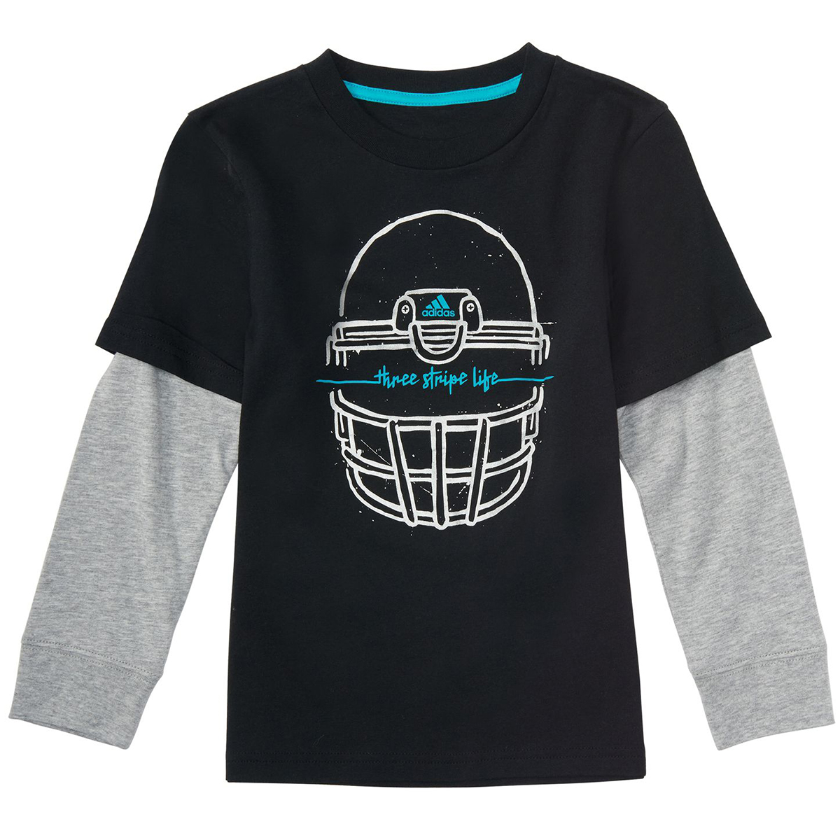 Adidas Little Boys' Helmet Long-Sleeve Tee - Black, 7