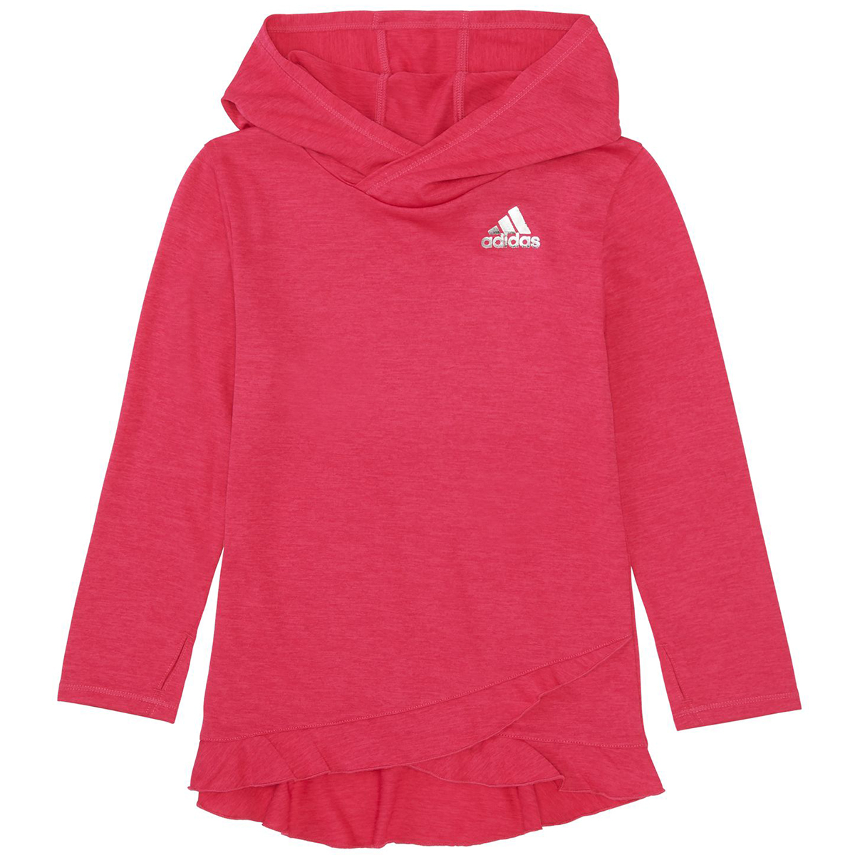 Adidas Little Girls' Melange Pullover Hoodie - Red, 6