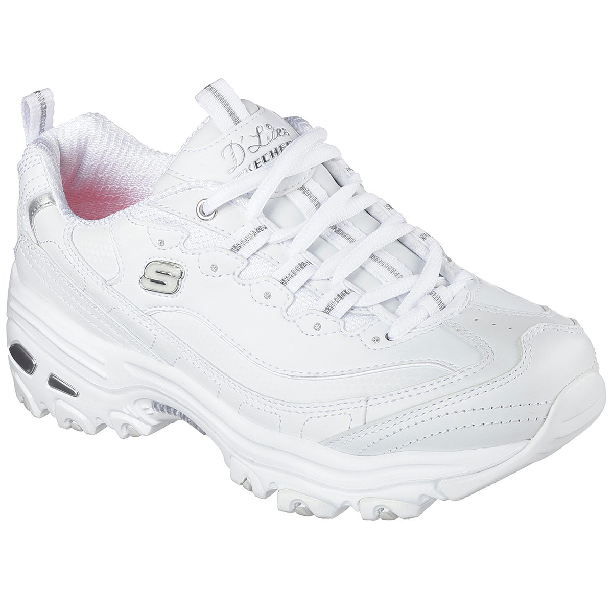 Skechers Women's D'lites - Fresh Start Sneakers, Wide - White, 7