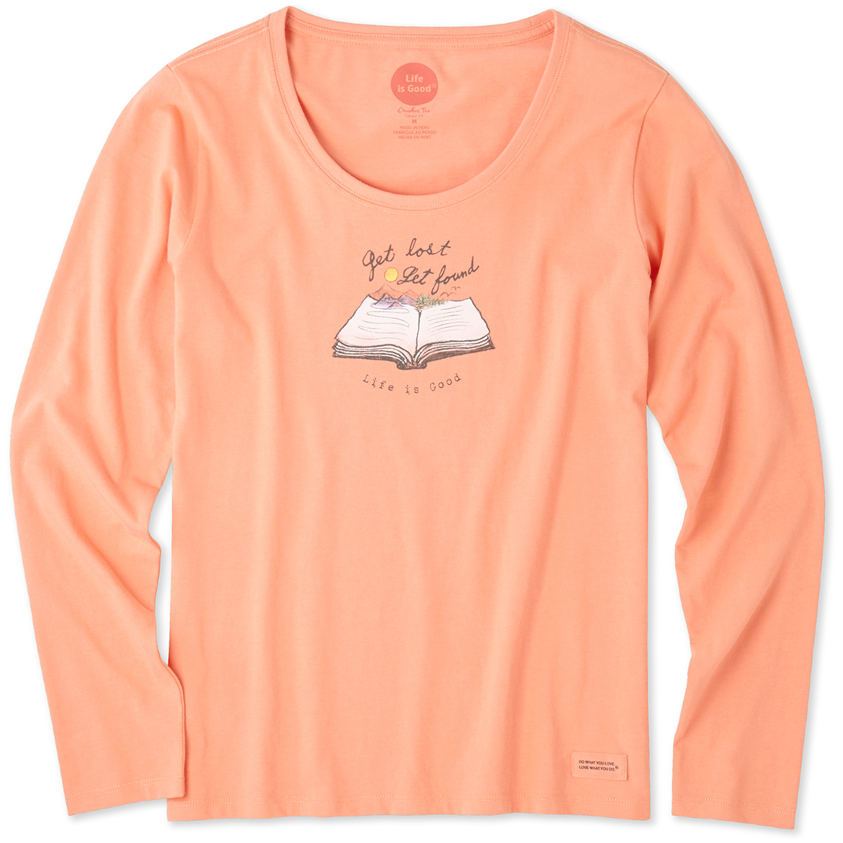 Life Is Good Women's Get Lost Get Found Crusher Scoop Long-Sleeve Tee - Orange, M