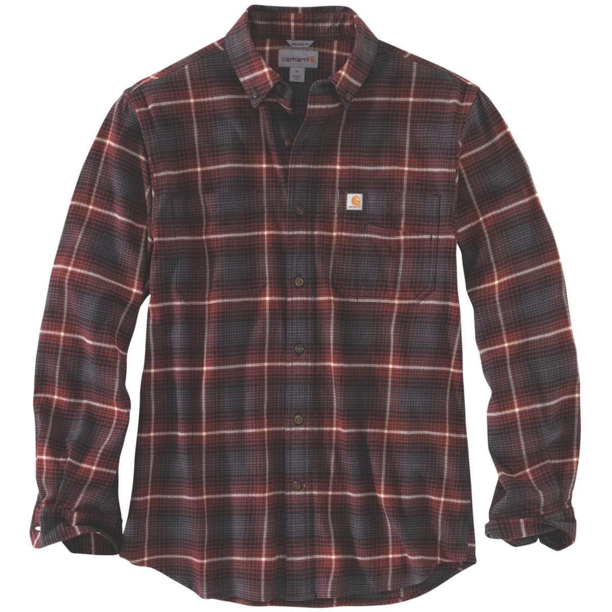 Carhartt Men's Rugged Flex Hamilton Plaid Long-Sleeve Shirt - Brown, XXL