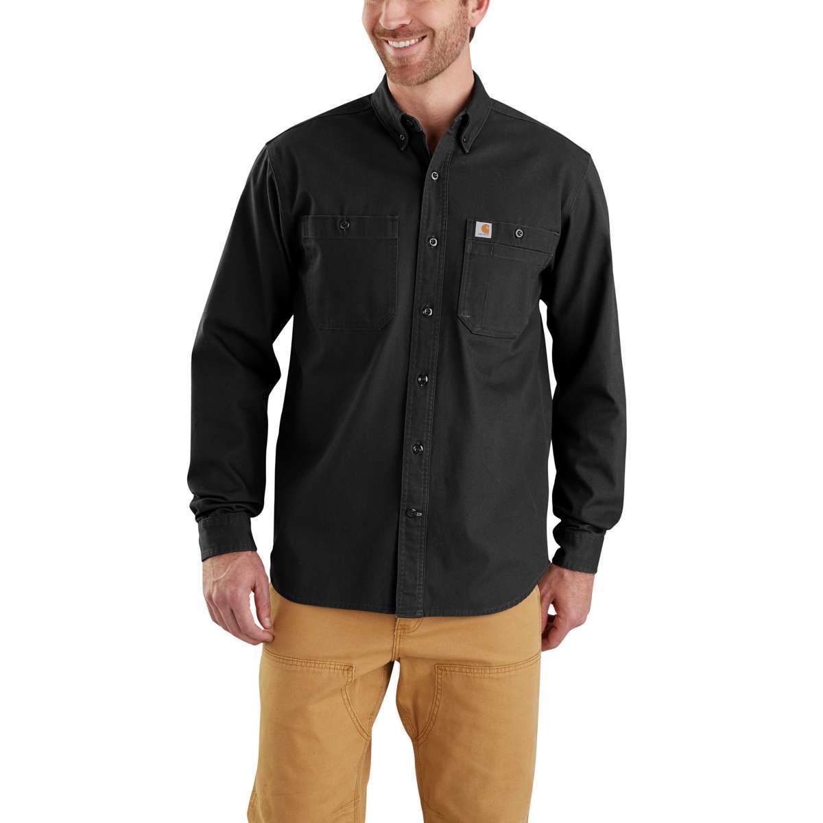 Carhartt Men's Rugged Flex Rigby Long-Sleeve Work Shirt - Black, M