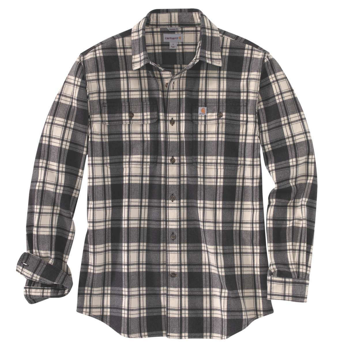 Carhartt Men's Hubbard Plaid Long-Sleeve Flannel Shirt - Black, XL