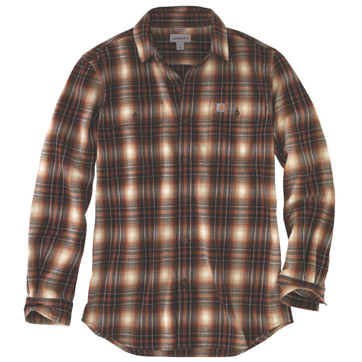 Carhartt Men's Hubbard Plaid Long-Sleeve Flannel Shirt - Brown, L