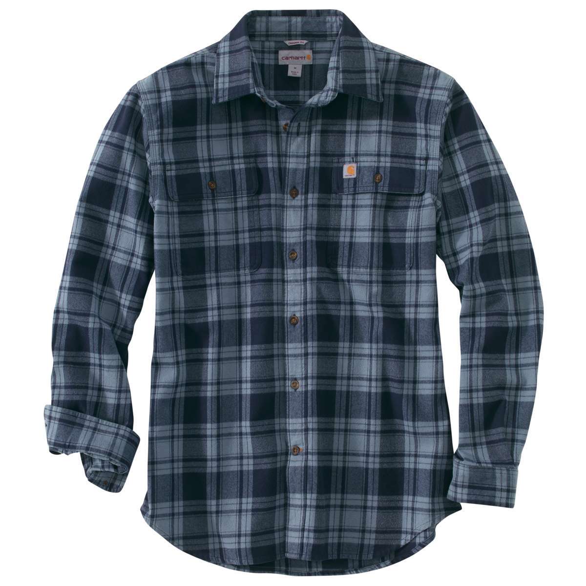 Carhartt Men's Hubbard Plaid Long-Sleeve Flannel Shirt - Blue, XXL