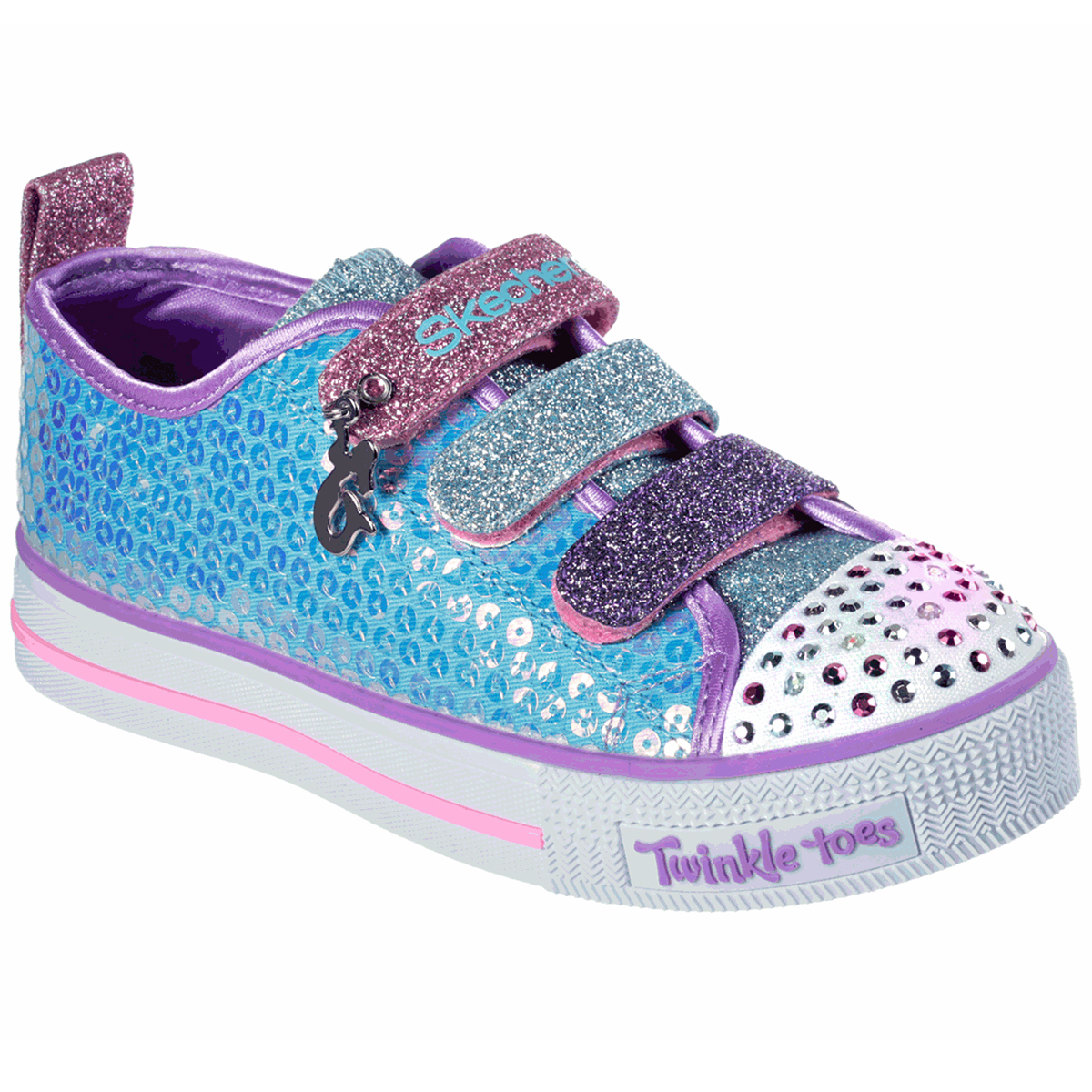 Skechers Little Girls' Twinkle Toes: Twinkle Lite - Mermaid Magic Sneakers - Blue, 13