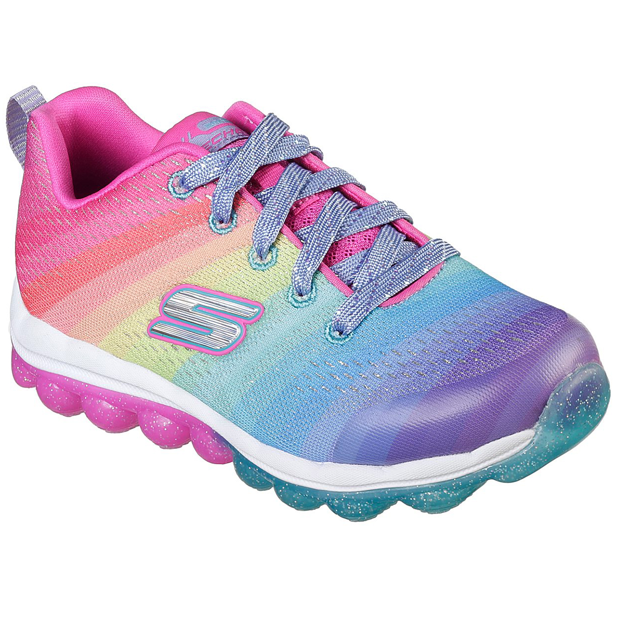 Skechers Little Girls' Skech-Air - Rainbow Drops Sneakers - Red, 2