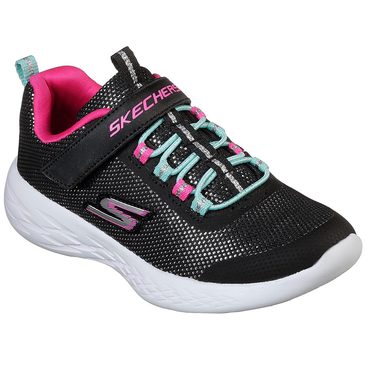 Skechers Little Girls' Gorun 600 - Sparkle Runner Sneakers - Black, 4.5