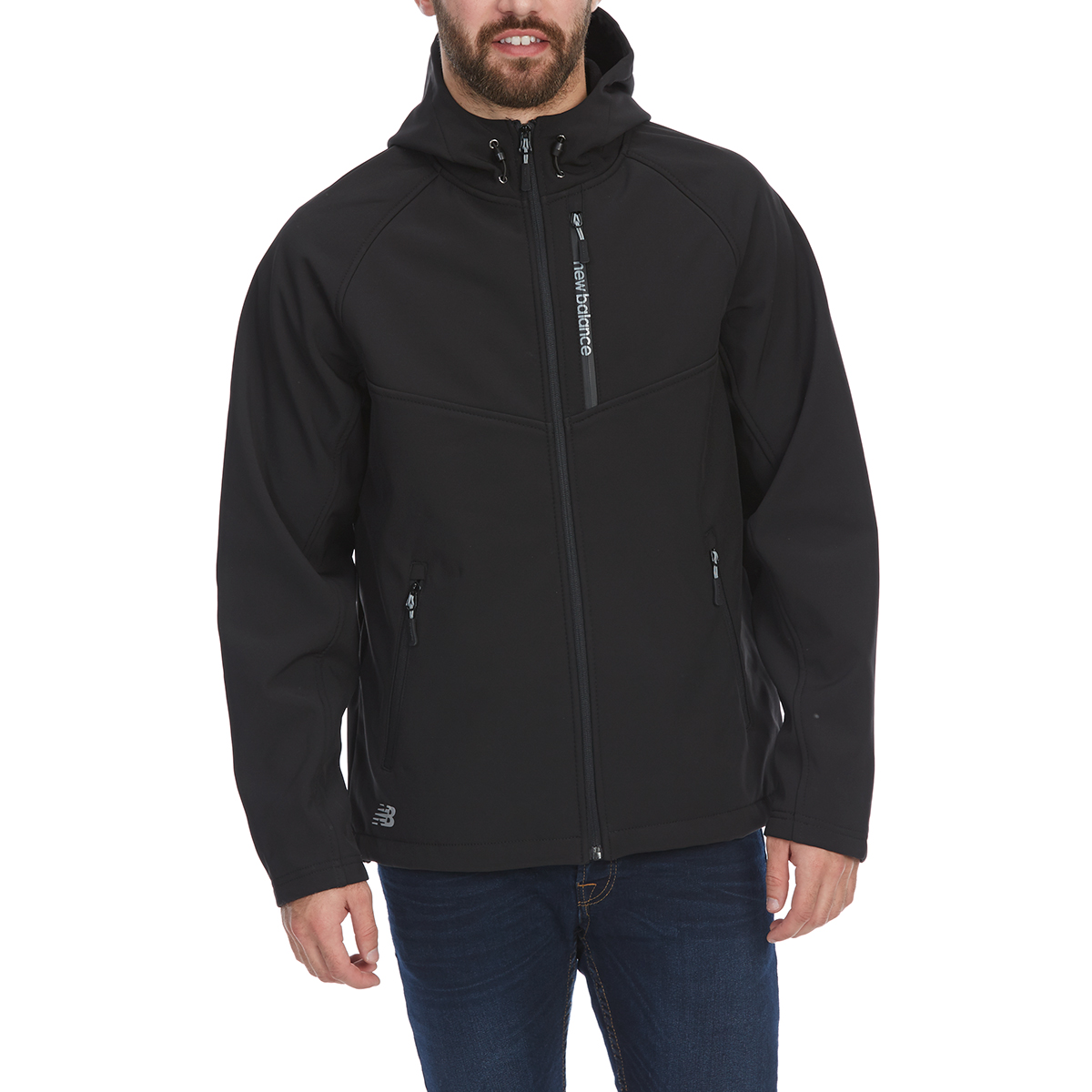 New Balance Men's Hooded Softshell Jacket With Reflective Trim - Black, L