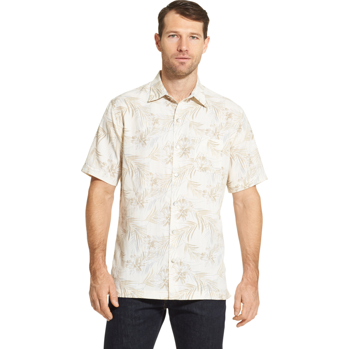 Van Heusen Men's Air Poly Short-Sleeve Shirt - White, XL