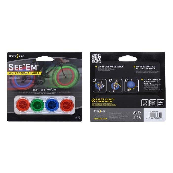 Nite Ize See 'em Mini Spoke Lights, 4-Pack, Various Patterns