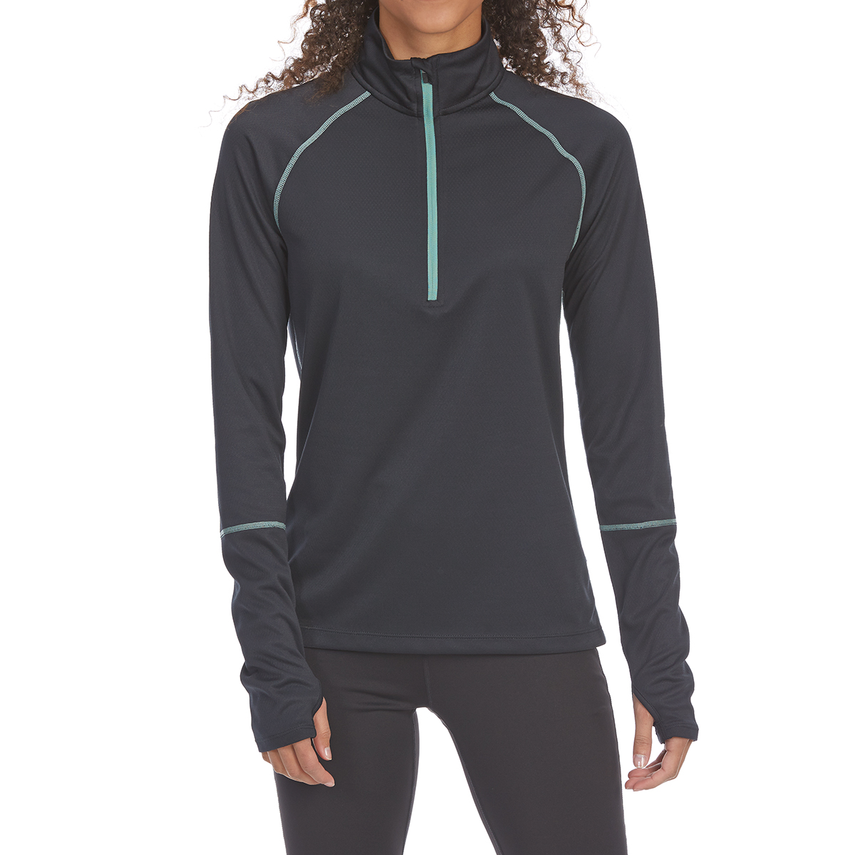 Ems Women's Techwick Midweight 1/4 Zip Base Layer Top - Black, L