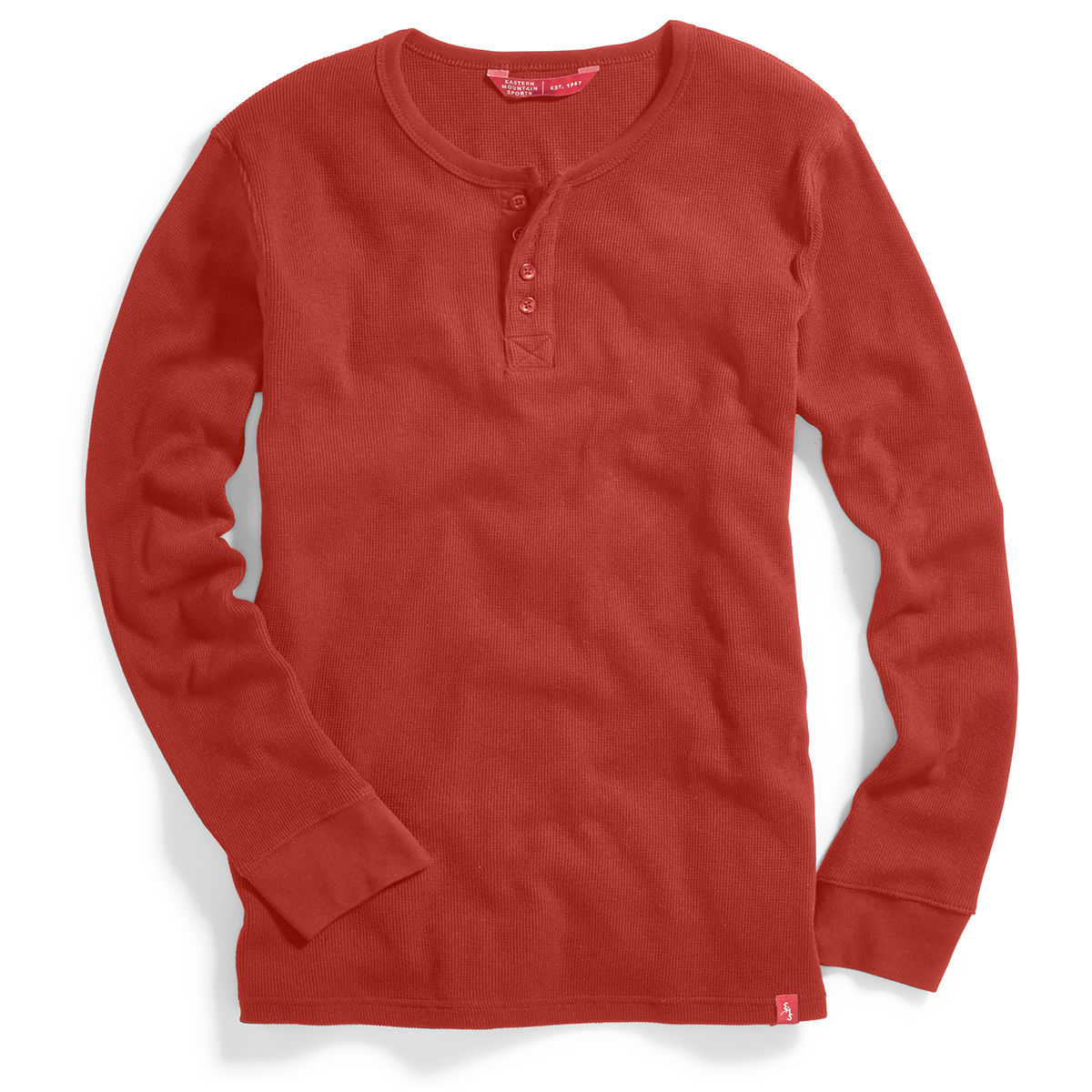 Ems Men's Rowan Waffle Long-Sleeve Henley - Red, L