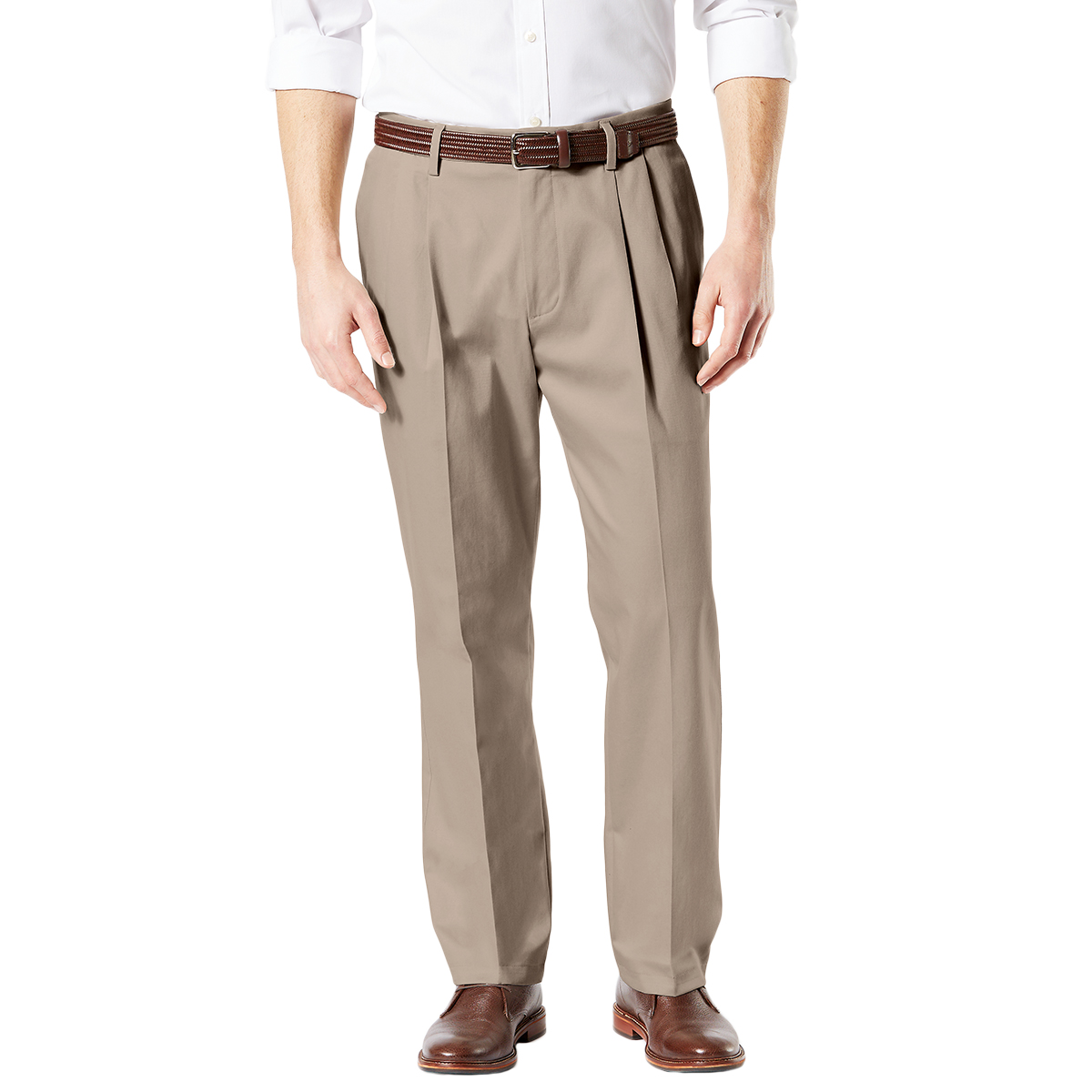 Dockers Men's Classic Fit Signature Khaki 2.0 Stretch Pleated Crease Pants - Brown, 40/29