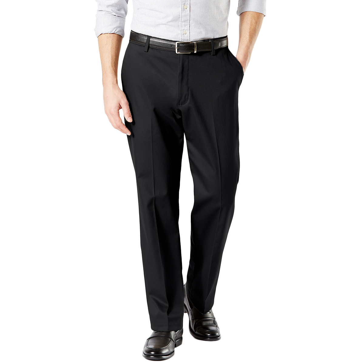 Dockers Men's Classic Fit Signature Khaki 2.0 Flat-Front Stretch Crease Pants - Black, 42/30
