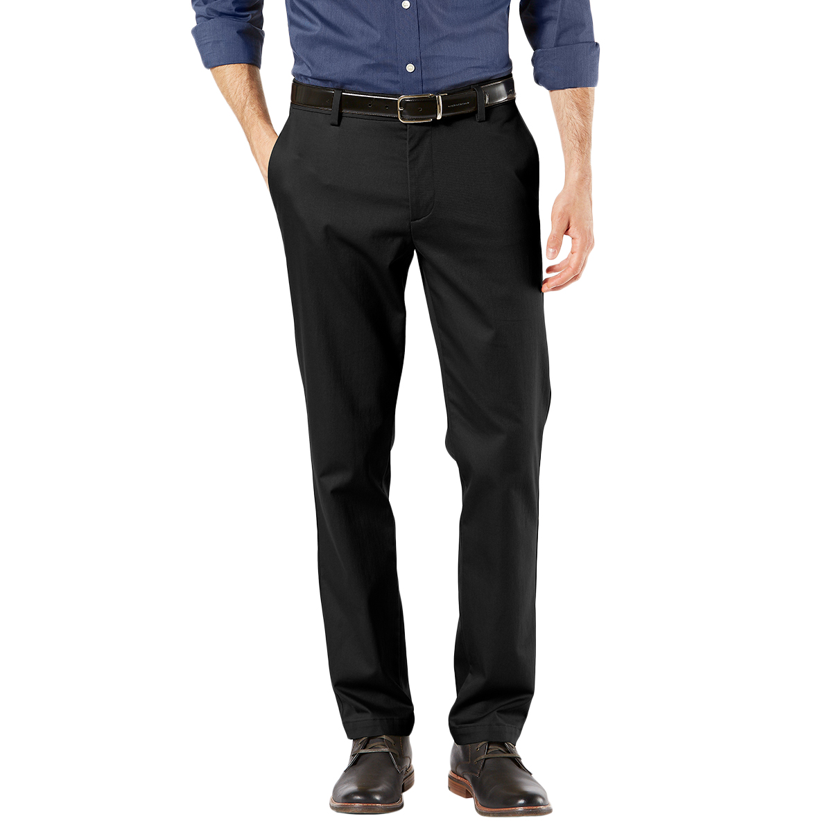 Dockers Men's Signature Khaki 2.0 Stretch Straight Taper Flat-Front Creaseless Pants - Black, 33/30
