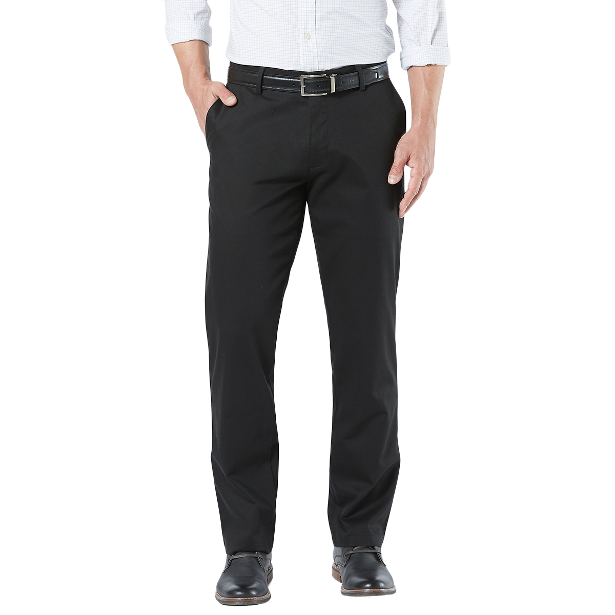 Dockers Men's Signature Khaki 2.0 Straight Flat-Front Creaseless Pants - Black, 34/29