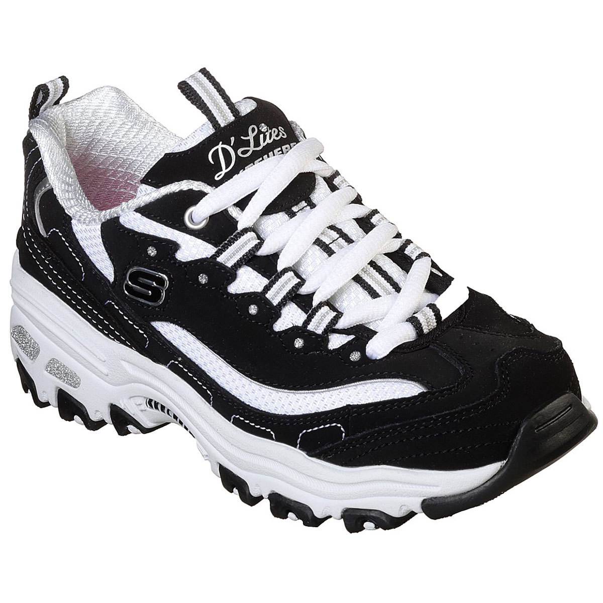 Skechers Girls' D'lites - Biggest Fan Sneakers - Black, 2.5