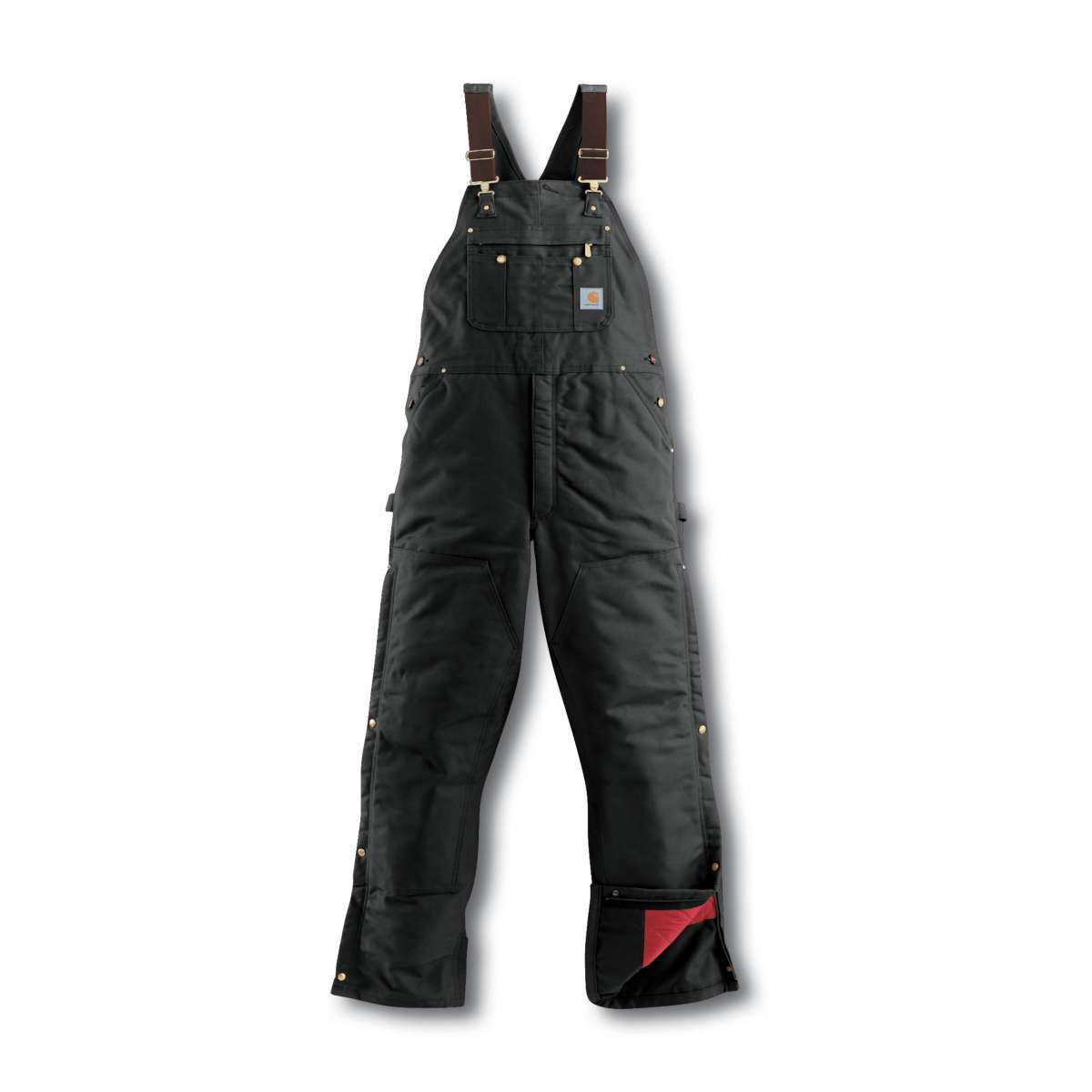 Carhartt Men's Duck Quilt-Lined Zip-To-Thigh Bib Overalls - Black, 40/30